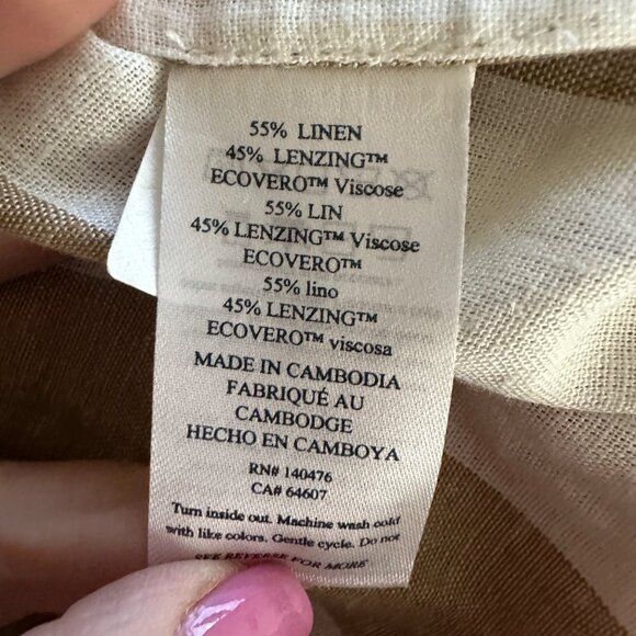 Faherty Striped Willow Wrap Dress Womens Size M Linen Capsule Minimalist Beach - Picture 6 of 8